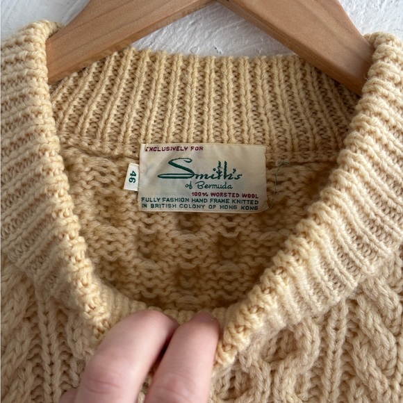 vintage Smith's of Bermuda worsted wool fisherman knit sweater - Picture 4 of 12
